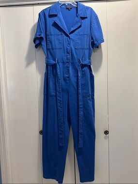 Skies Are Blue Cobalt Utility Short-Sleeve Jumpsuit